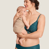 Women's Supportive Lace Nursing Bralette Spruce Green @model_info:MOM2