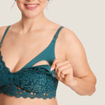Women's Supportive Lace Nursing Bralette Spruce Green @model_info:MOM4
