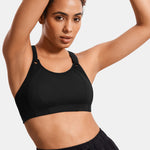 Women's Racerback Front Adjustable Sports Bra Black