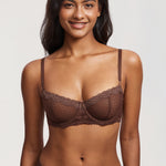 Women's Sexy Mesh Lace Balconette Bra Hazelnut