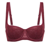 Women's Floral Lightly Lined Balconette Bra Dark Red