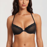 Women's Lacy Mesh Front Closure Bra Black