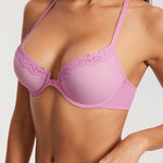 Women's Lacy Mesh Front Closure Bra Barbie Powder