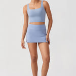 CRZ YOGA Women's Square Neck Longline Sports Bra Cambric Blue