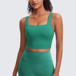 CRZ YOGA Women's Square Neck Longline Sports Bra Cascadia Green