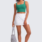 CRZ YOGA Women's Square Neck Longline Sports Bra Cascadia Green