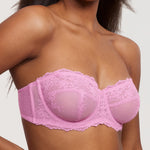 Women's Romantic Lace Strapless Bra Candy Pink