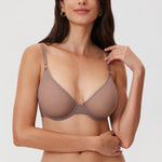 Women's Mesh Plunge Bra Brown Purple