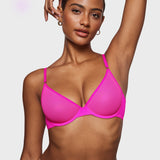 Women's Mesh Plunge Bra Glitter Rose