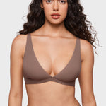 Women's Inbarely® Soft Deep V Triangle Bralette Brown Purple