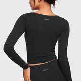 Women's Natrelax V-Neck Long Sleeve Tops Black