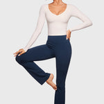 Women's Natrelax V-Neck Long Sleeve Tops Coconut White