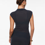 INLYRIC Cosnufy® Sheer Mesh Mock Neck Tank Top Twilight Blue