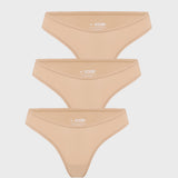 Women's V-shaped Low Rise Thongs 3 Pack Hazelnut (3pack)