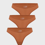 Women's V-shaped Low Rise Thongs 3 Pack Wheat (3pack)