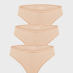 Women's Smooth High Cut Cheeky Briefs 3 Pack Warm Beige (3pack)