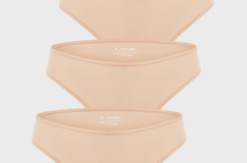 Women's Smooth High Cut Cheeky Briefs 3 Pack Warm Beige (3pack)