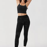 CRZ YOGA Women's Yoga Lounge High Rise Butterluxe Yoga Leggings 25'' Black Tie Dye Flowers