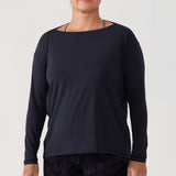 Women's Pima Cotton Boat Neck Long Sleeve Shirts White