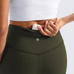 CRZ YOGA Women's High Waist Flare Leggings 29" Olive Green