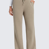 CRZ YOGA Women's Cotton Fleece Lined Sweatpants 30" White Apricot