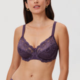 Women's Floral Lace Underwired Bra Deep Plum