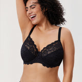 Women's Floral Lace Underwired Bra Black