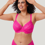 Women's Floral Lace Underwired Bra Glitter Pink