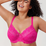 Women's Floral Lace Underwired Bra Glitter Pink