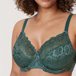 Women's Floral Lace Underwired Bra Midnight Emerald