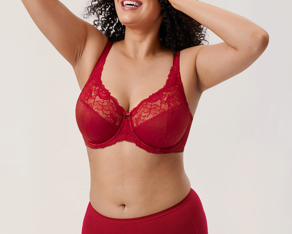 Women's Beauty Lace Bra Dark Red