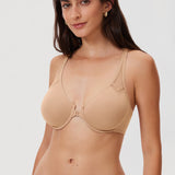 DELIMIRA Women's Front Closure Unlined Bra Warm Beige