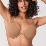 DELIMIRA Women's Front Closure Unlined Bra Gravel Beige
