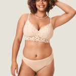 Women's Supportive Lace Nursing Bralette Beige @model_info:nursing