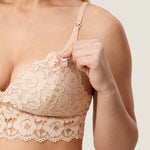 Women's More Coverage Lace Nursing Bralette Beige @model_info:nursing