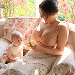 Women's Supportive Lace Nursing Bralette Cream Coffee @model_info:nursing