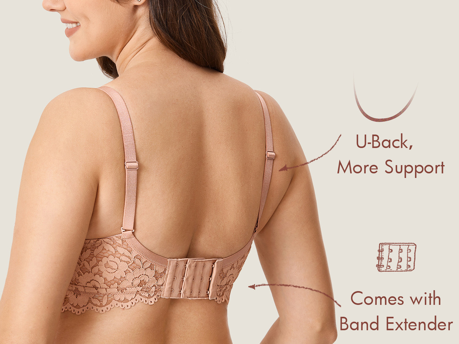 Women's Supportive Lace Nursing Bralette Cream Coffee @model_info:nursing