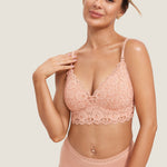 Women's More Coverage Lace Nursing Bralette Grapefruit Orange @model_info:nursing