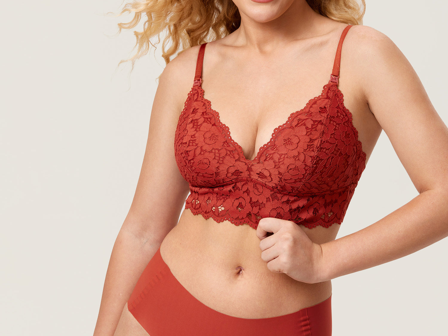 Women's More Coverage Lace Nursing Bralette Pumpkin @model_info:nursing
